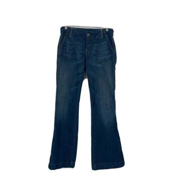 Vigoss Denim - Vigoss Womens Wide Leg Flare Retro Jeans Size 29 Y2K 90s Blue Low Rise Butterfly